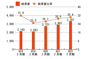 純資産・純資産比率推移グラフ