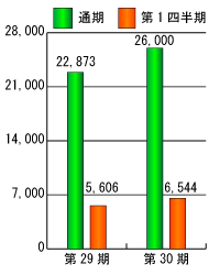 第29期と第30期の売上高比較グラフ