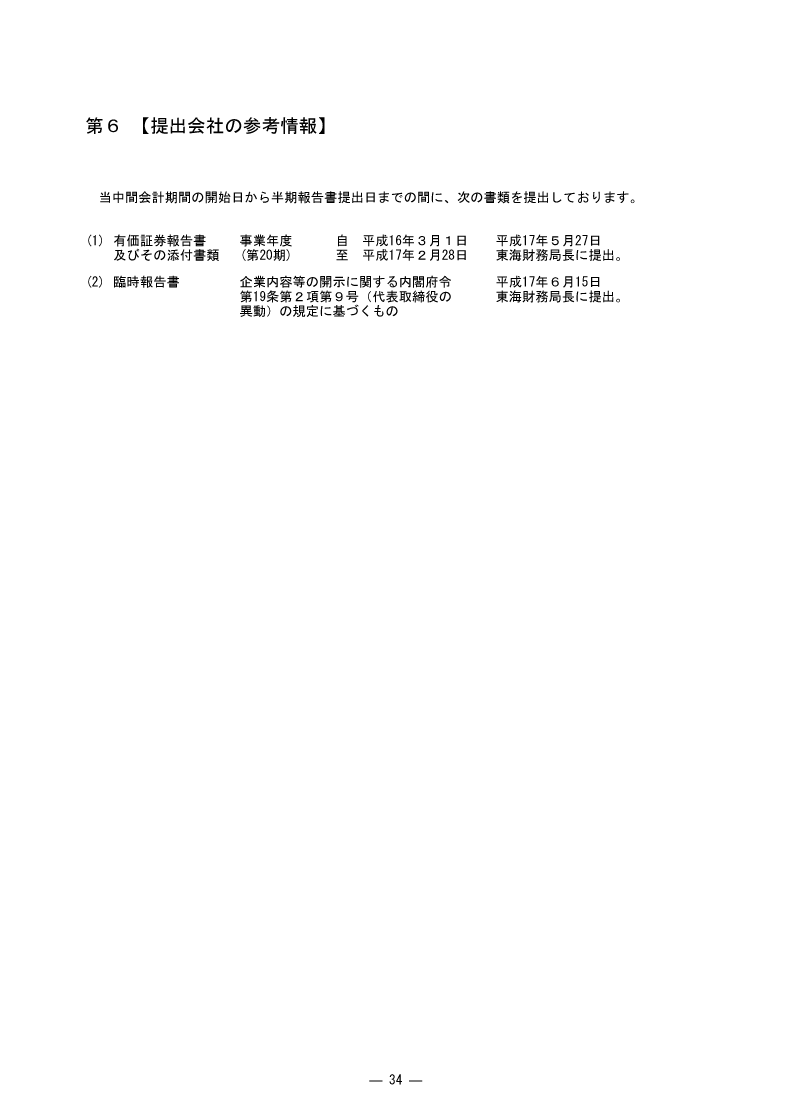 [第6]提出会社の参考情報