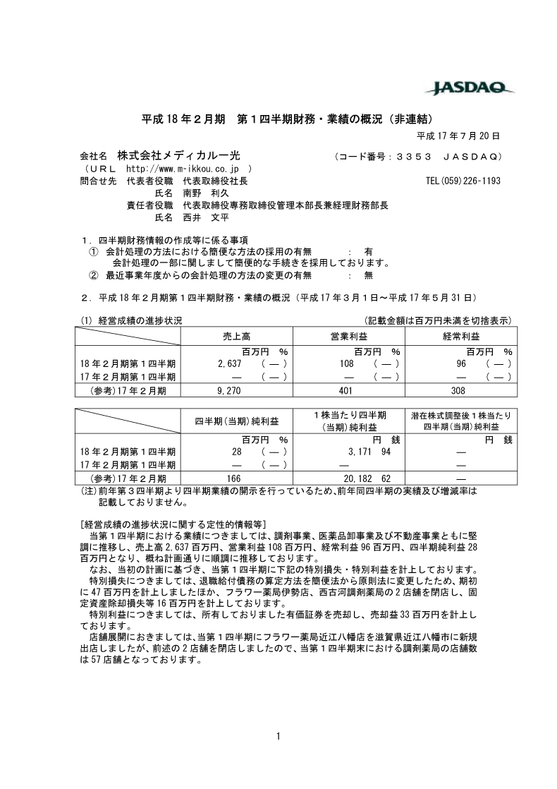 財務・業績の概況