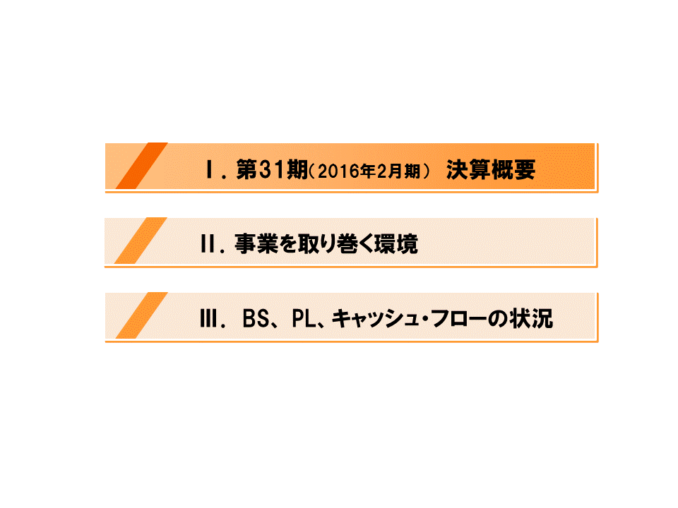 [1]第31期（2016年2月期）決算概要