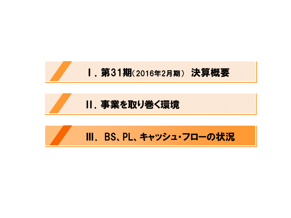 [3]BS、PL、キャッシュ・フローの状況