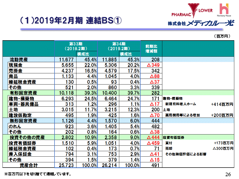 （1）2019年2月期 連結BS①