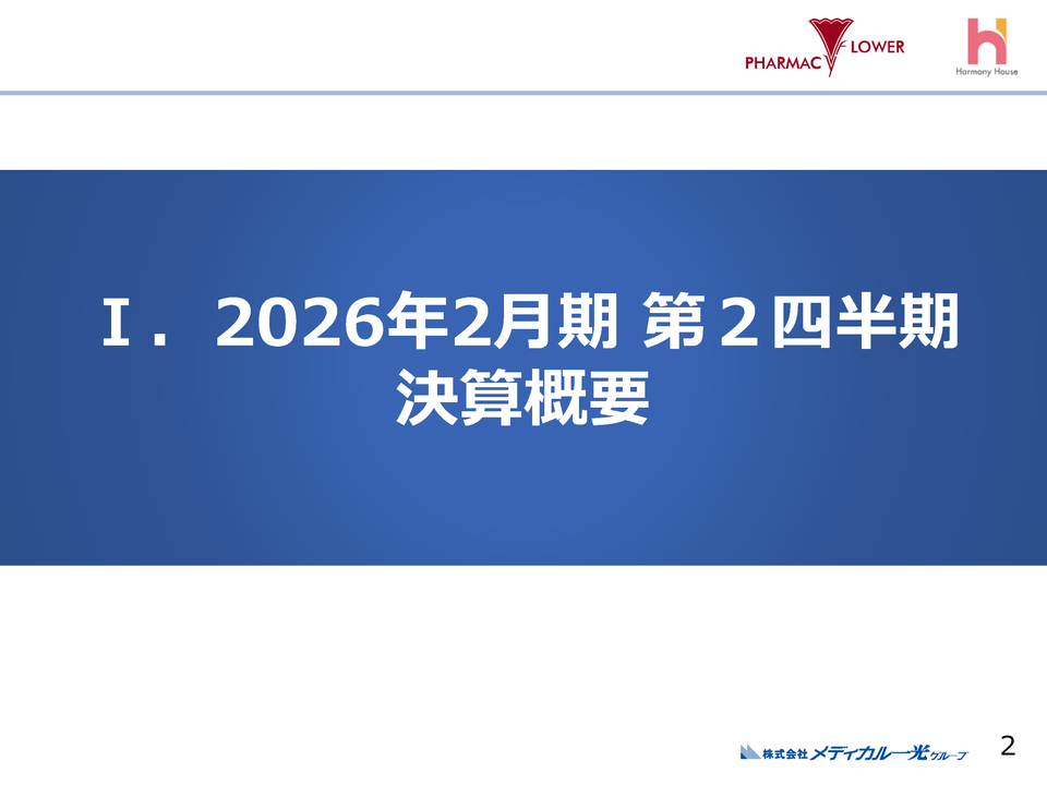 Ⅰ.2026年2月期 第2四半期決算概要