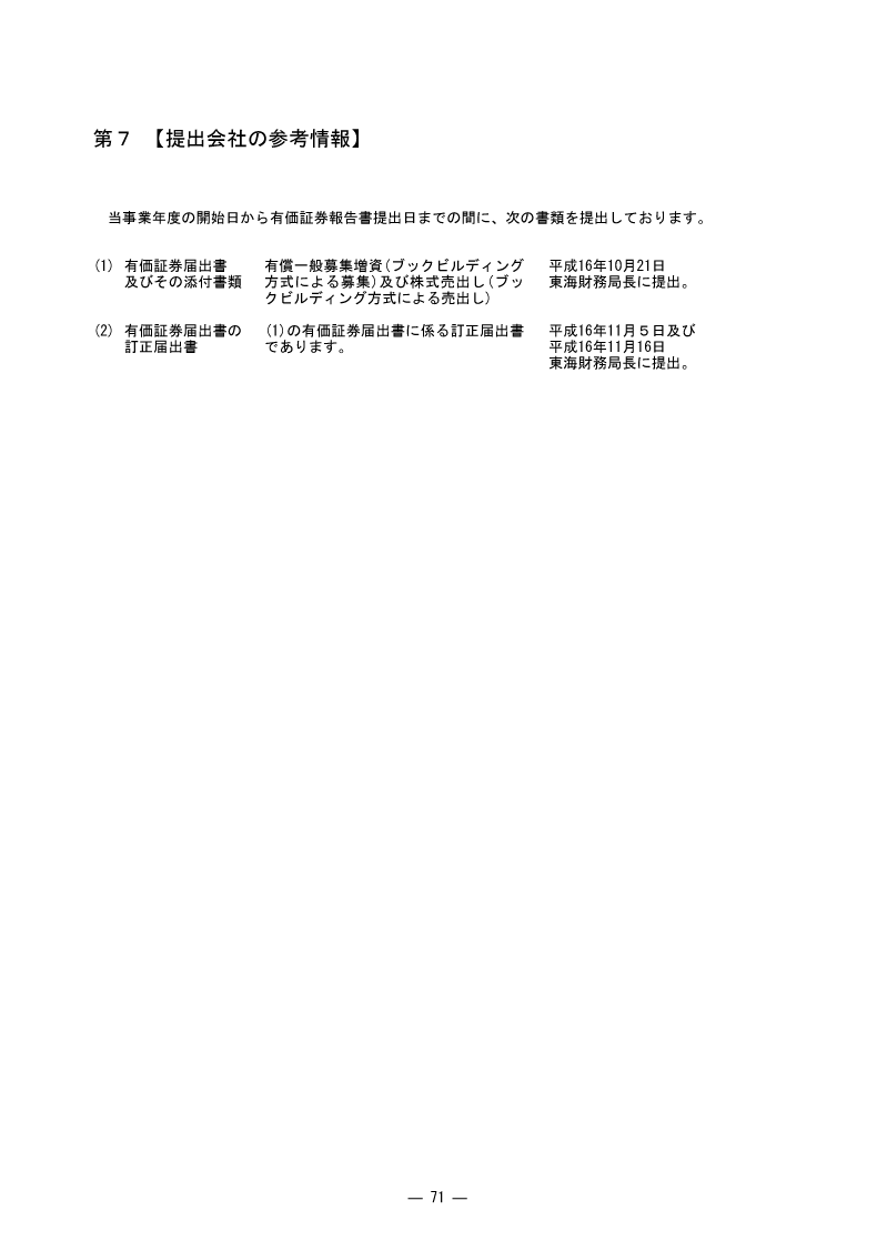 [第7]提出会社の参考情報