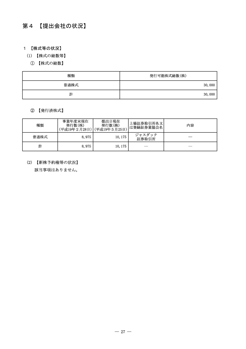 [第4]提出会社の状況