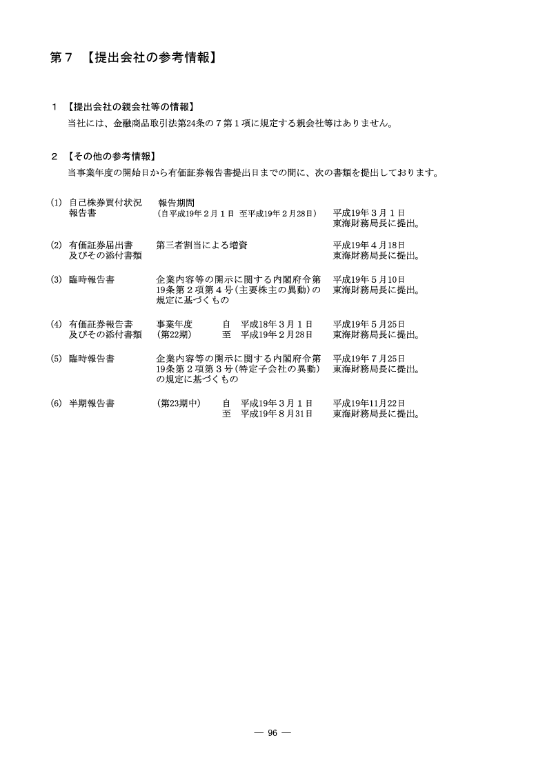 [第7]提出会社の参考情報