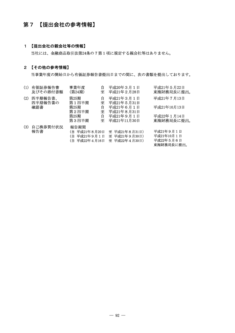 [第7]提出会社の参考情報