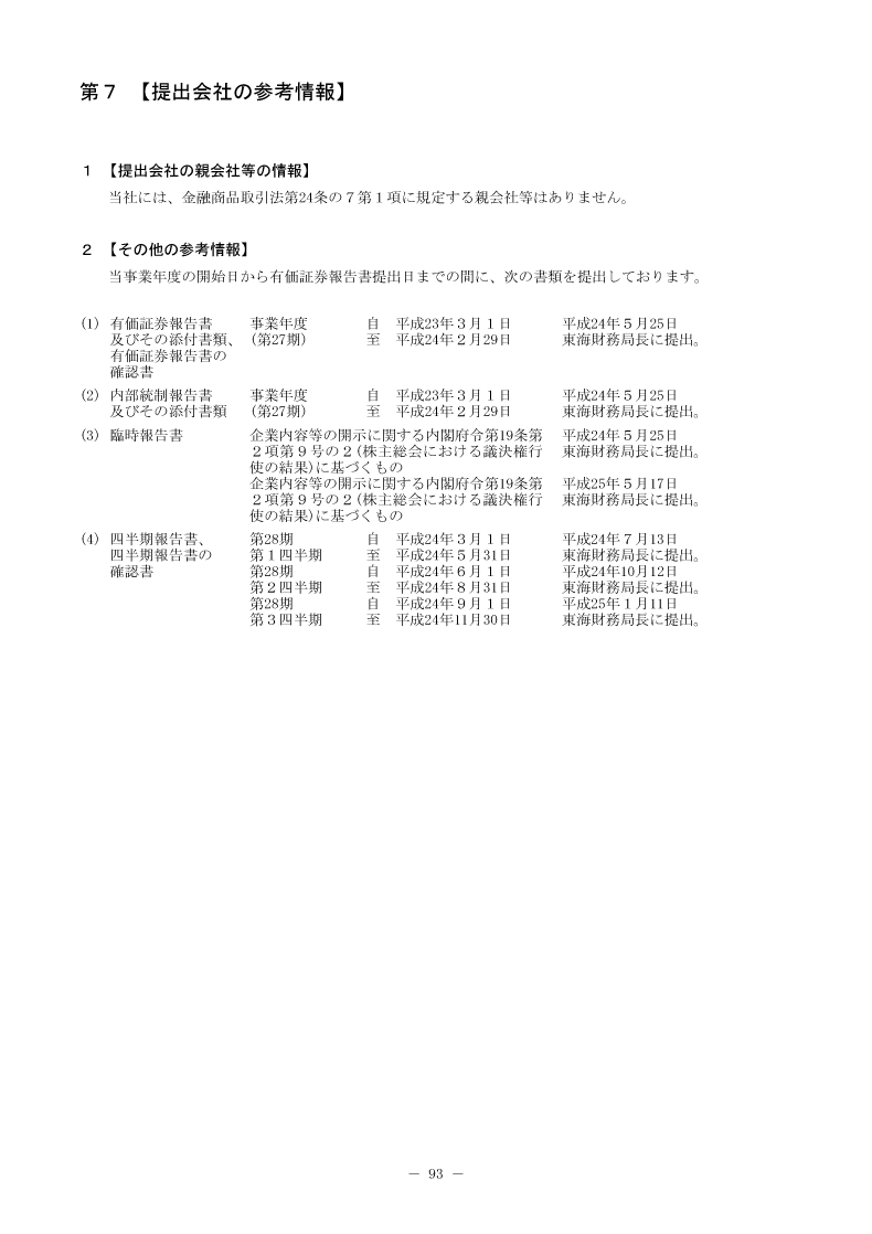 [第7]提出会社の参考情報