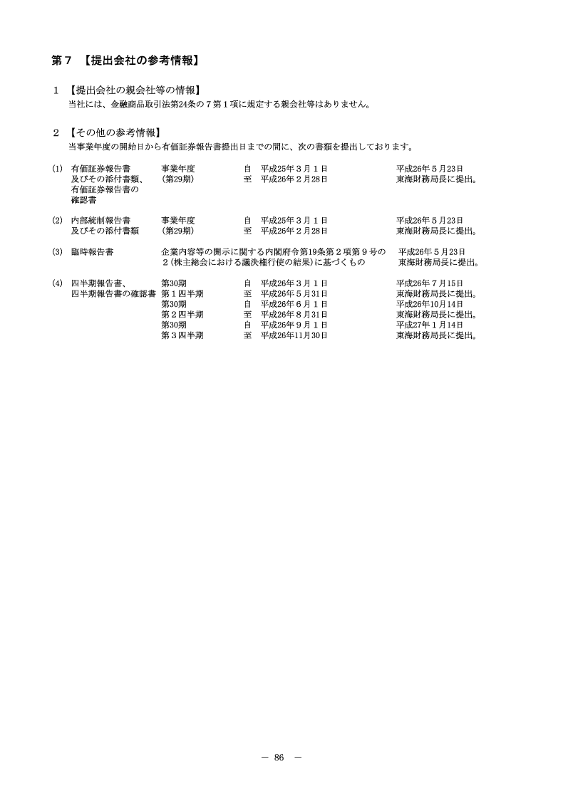 [第7]提出会社の参考情報