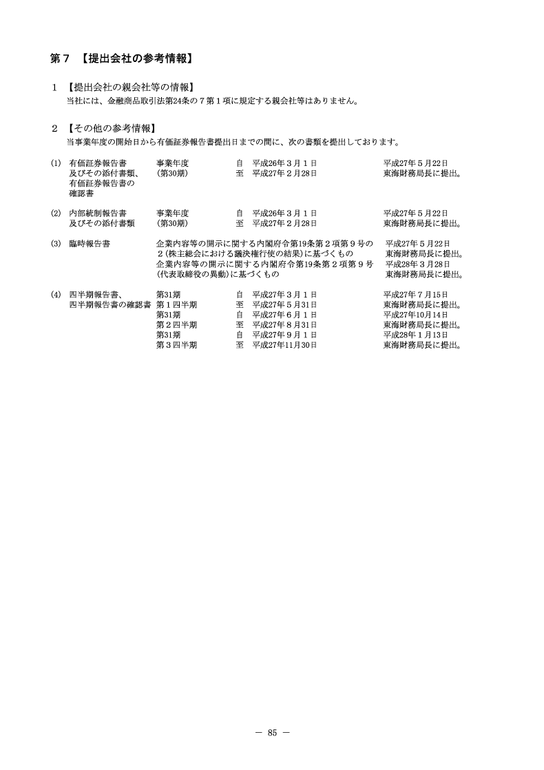 [第7]提出会社の参考情報