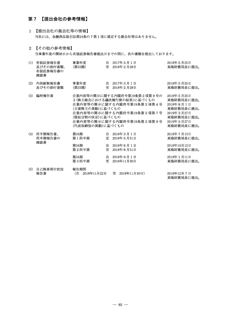 [第7]提出会社の参考情報