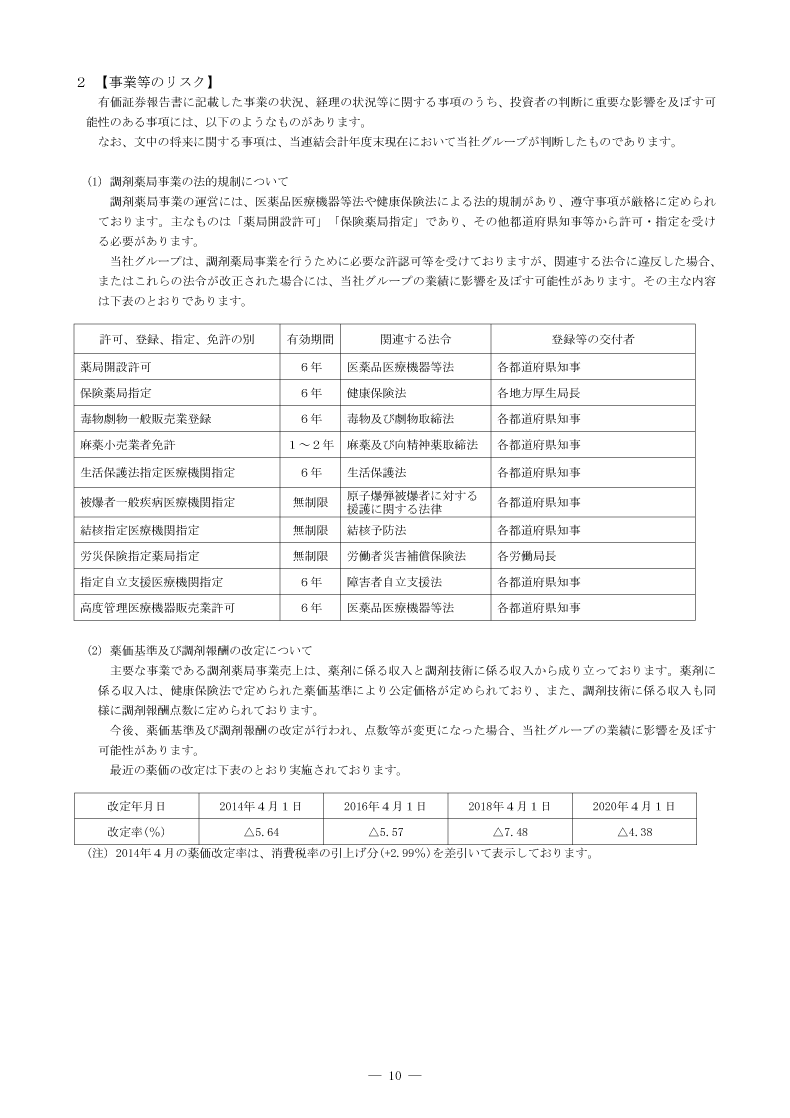 事業等のリスク