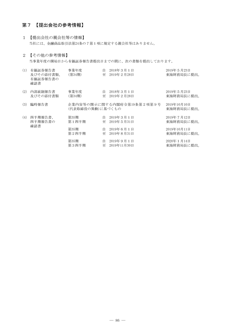 [第7]提出会社の参考情報