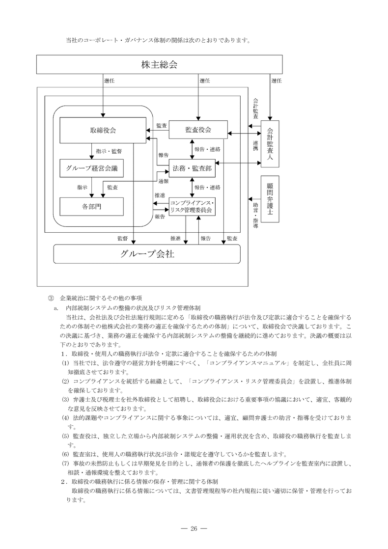 コーポレート・ガバナンスの状況等